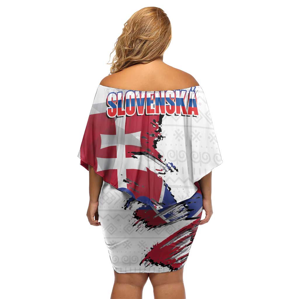 Slovakia Family Matching Off Shoulder Short Dress and Hawaiian Shirt Flag Grunge Half Style with Slovak Pattern