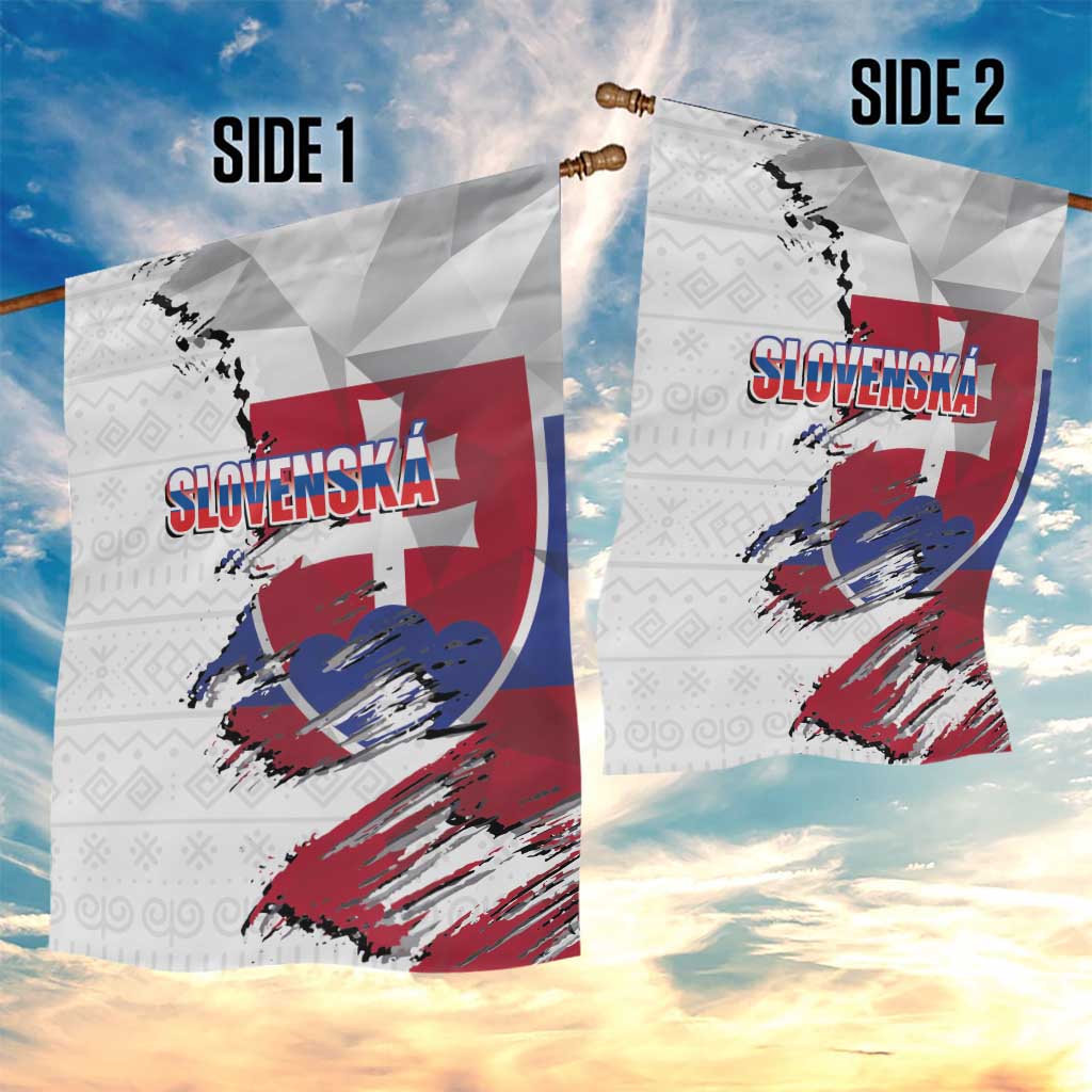 Slovakia Garden Flag Flag Grunge Half Style with Slovak Pattern