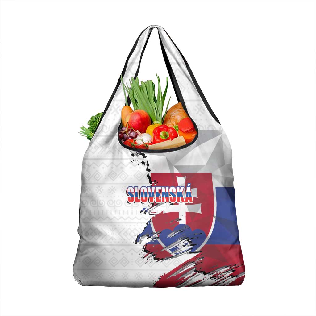 Slovakia Grocery Bag Flag Grunge Half Style with Slovak Pattern