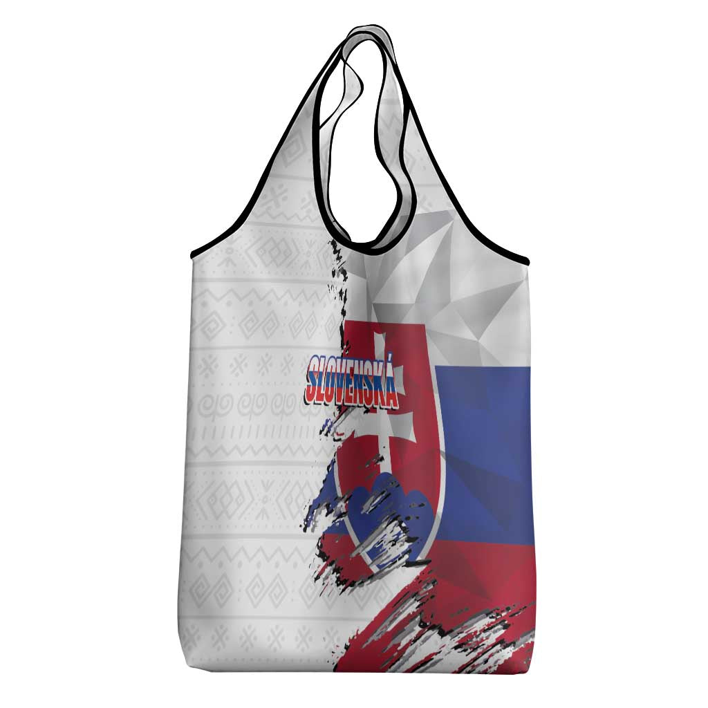 Slovakia Grocery Bag Flag Grunge Half Style with Slovak Pattern