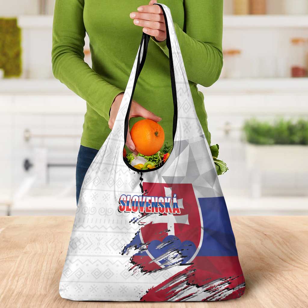 Slovakia Grocery Bag Flag Grunge Half Style with Slovak Pattern