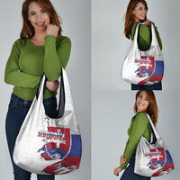 Slovakia Grocery Bag Flag Grunge Half Style with Slovak Pattern