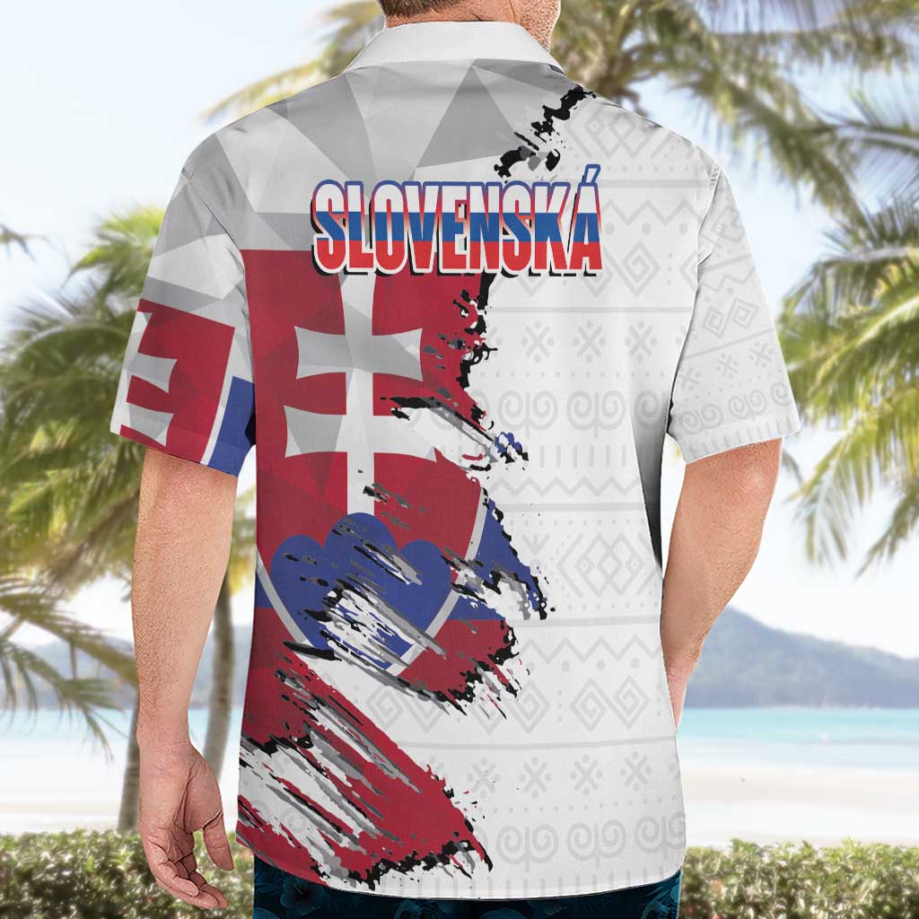 Slovakia Hawaiian Shirt Flag Grunge Half Style with Slovak Pattern