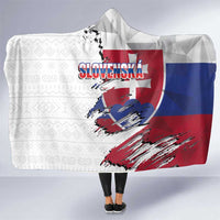 Slovakia Hooded Blanket Flag Grunge Half Style with Slovak Pattern