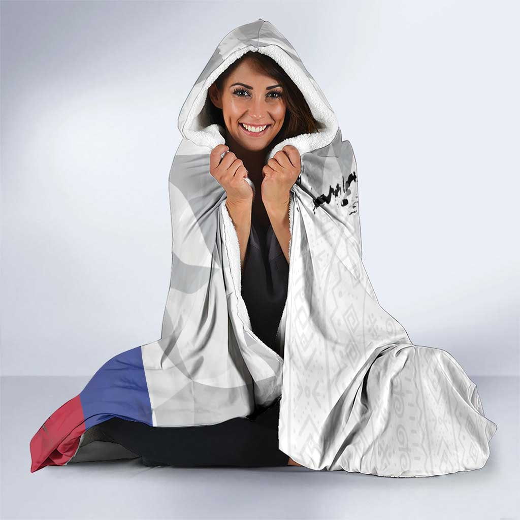 Slovakia Hooded Blanket Flag Grunge Half Style with Slovak Pattern