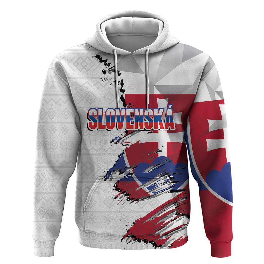Slovakia Hoodie Flag Grunge Half Style with Slovak Pattern