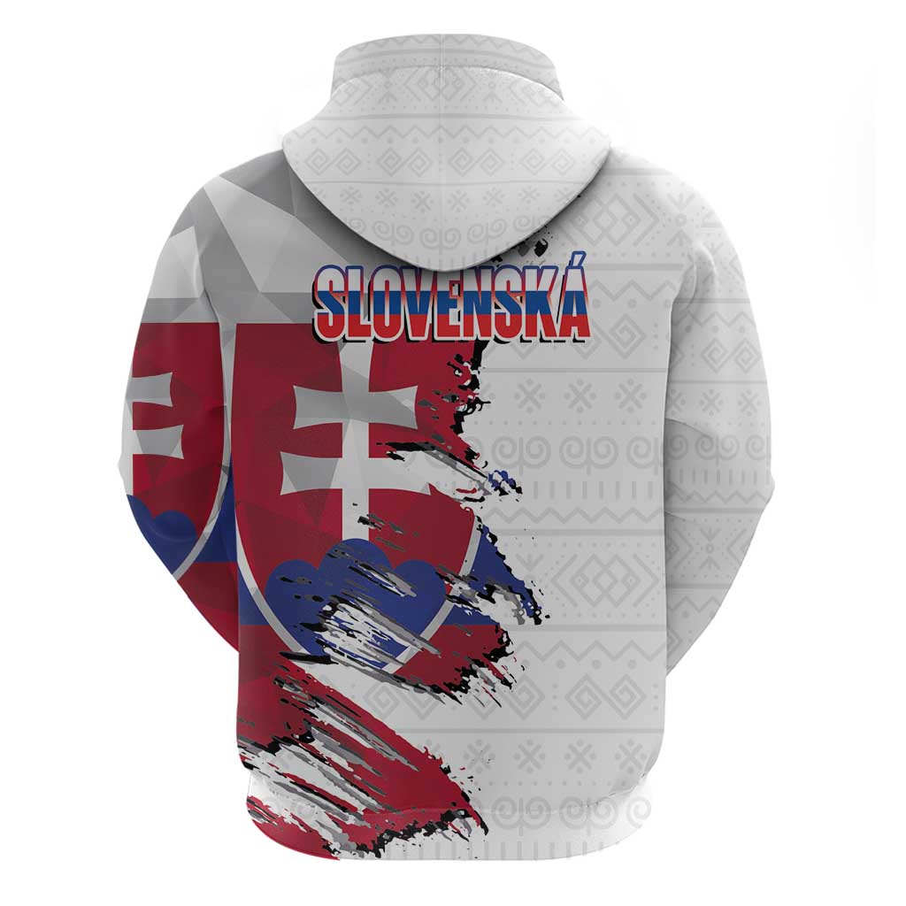 Slovakia Hoodie Flag Grunge Half Style with Slovak Pattern