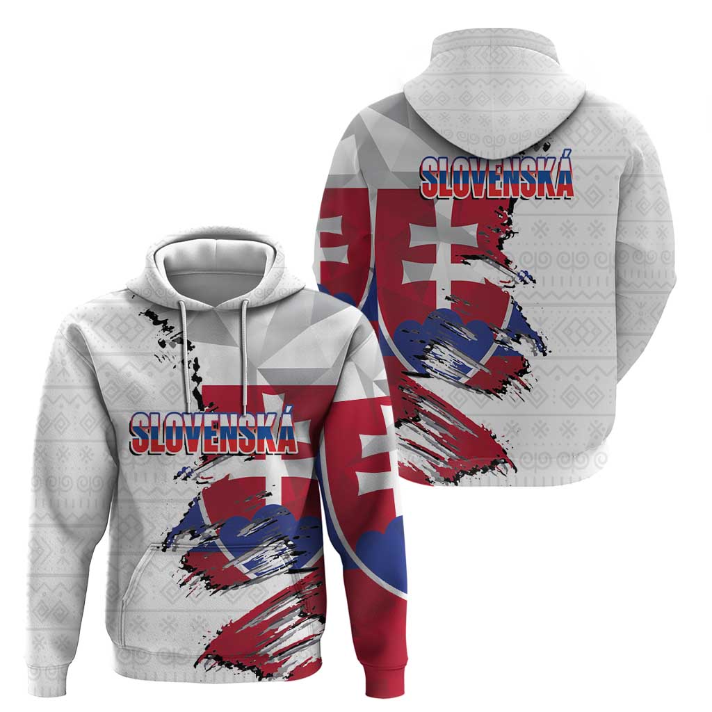 Slovakia Hoodie Flag Grunge Half Style with Slovak Pattern