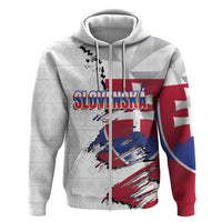 Slovakia Hoodie Flag Grunge Half Style with Slovak Pattern
