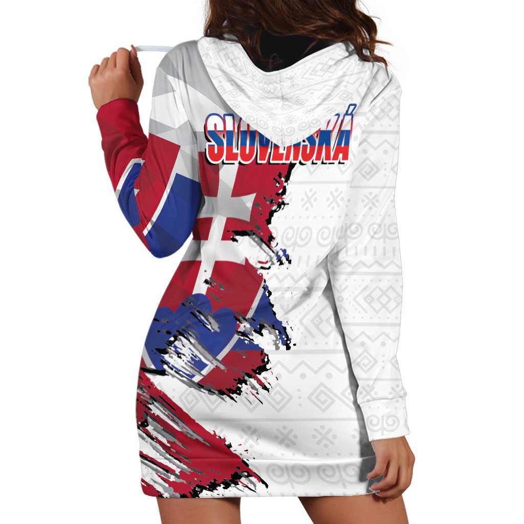 Slovakia Hoodie Dress Flag Grunge Half Style with Slovak Pattern