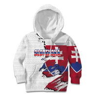 Slovakia Kid Hoodie Flag Grunge Half Style with Slovak Pattern