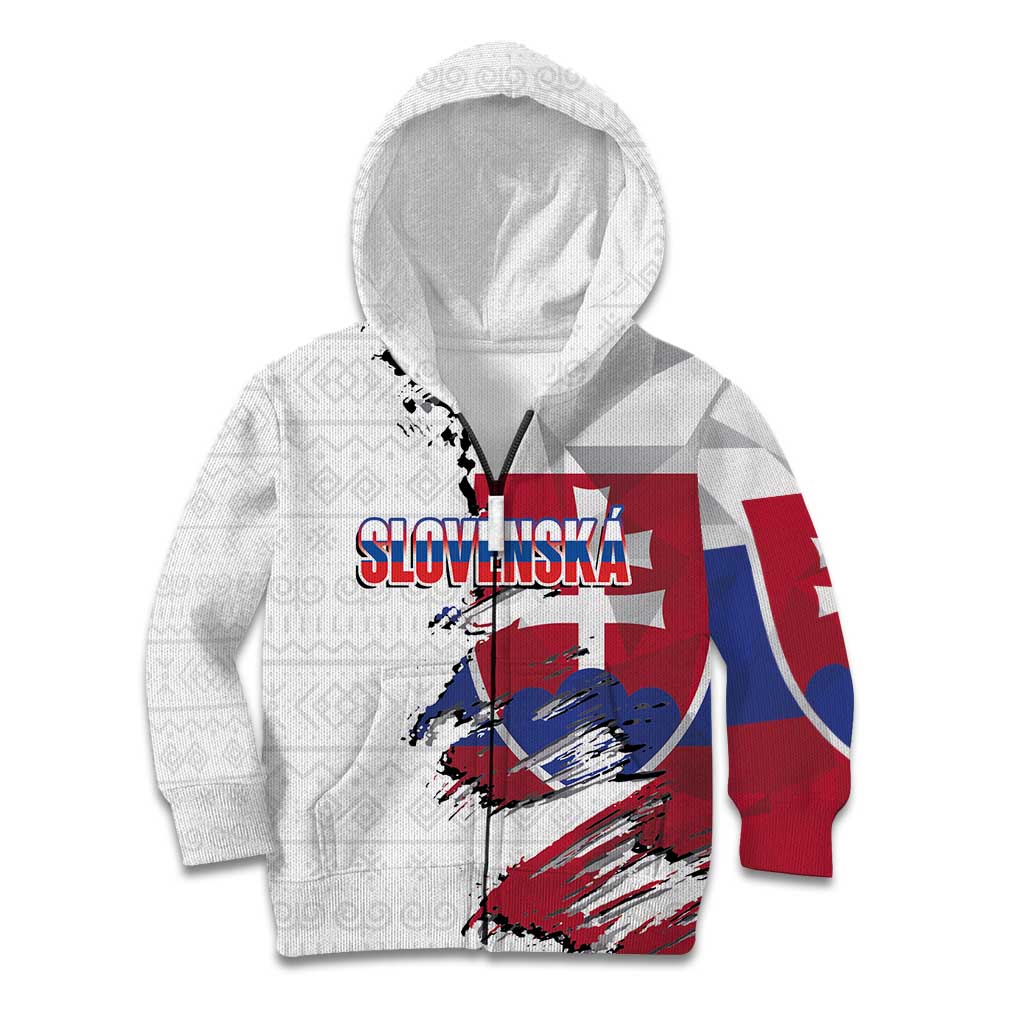 Slovakia Kid Hoodie Flag Grunge Half Style with Slovak Pattern