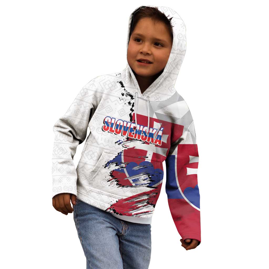 Slovakia Kid Hoodie Flag Grunge Half Style with Slovak Pattern