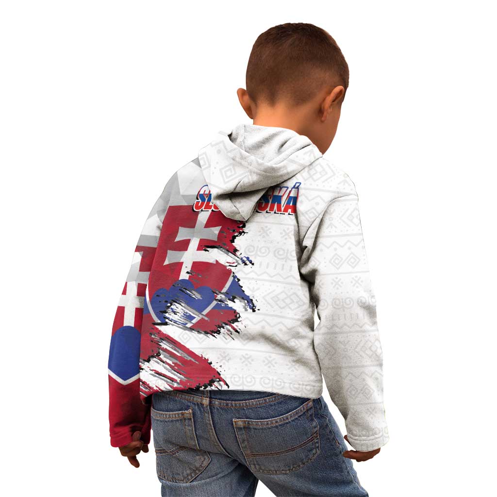 Slovakia Kid Hoodie Flag Grunge Half Style with Slovak Pattern