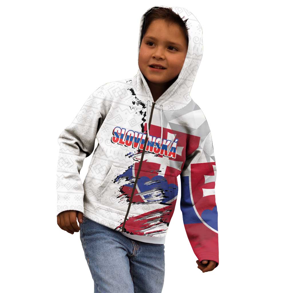 Slovakia Kid Hoodie Flag Grunge Half Style with Slovak Pattern