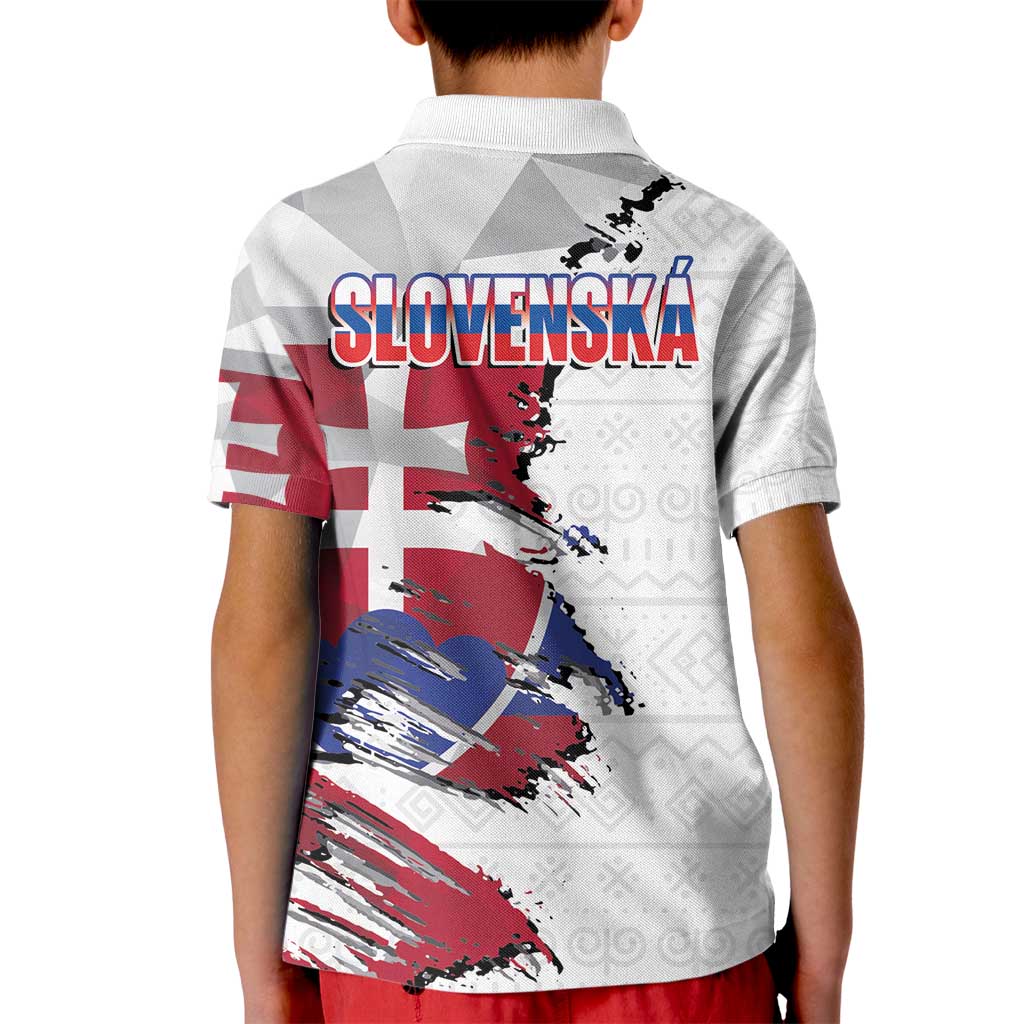 Slovakia Kid Polo Shirt Flag Grunge Half Style with Slovak Pattern