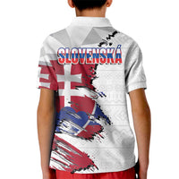 Slovakia Kid Polo Shirt Flag Grunge Half Style with Slovak Pattern