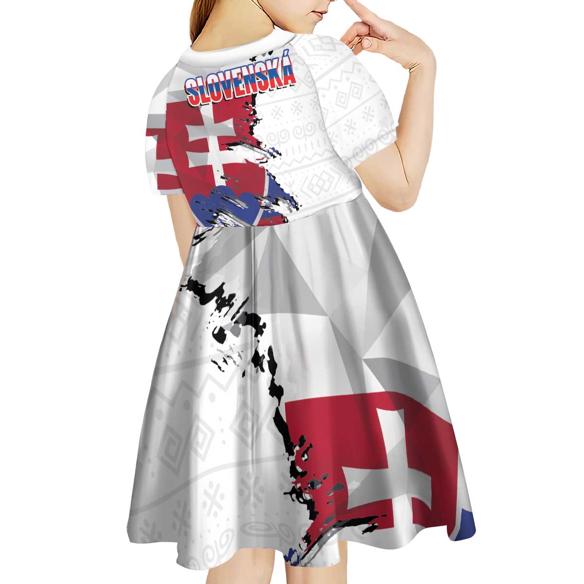 Slovakia Kid Short Sleeve Dress Flag Grunge Half Style with Slovak Pattern