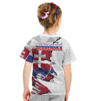 Slovakia Kid T Shirt Flag Grunge Half Style with Slovak Pattern