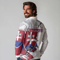 Slovakia Long Sleeve Polo Shirt Flag Grunge Half Style with Slovak Pattern
