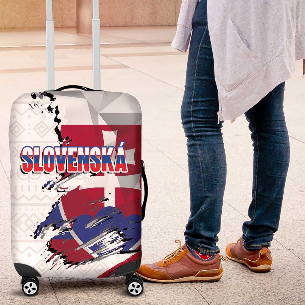 Slovakia Luggage Cover Flag Grunge Half Style with Slovak Pattern
