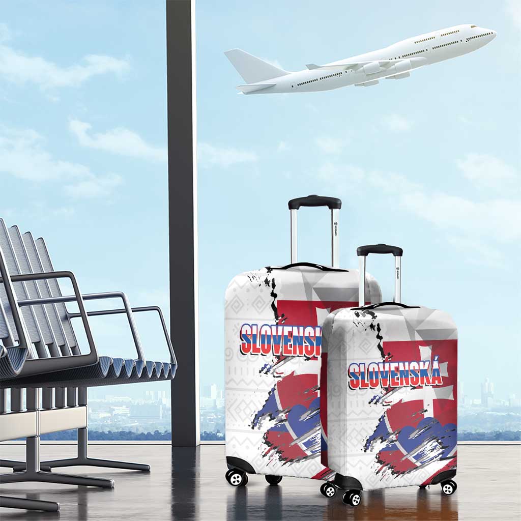 Slovakia Luggage Cover Flag Grunge Half Style with Slovak Pattern