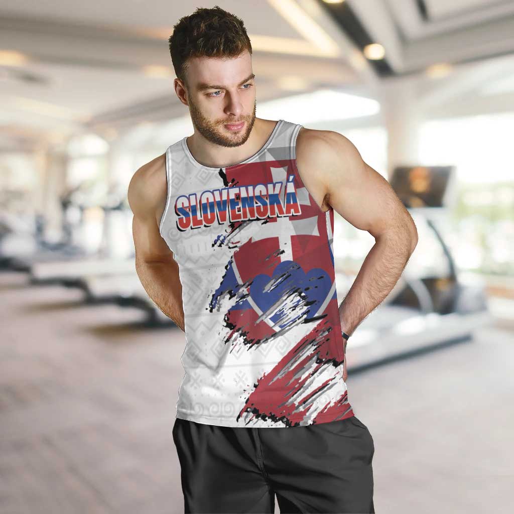 Slovakia Men Tank Top Flag Grunge Half Style with Slovak Pattern