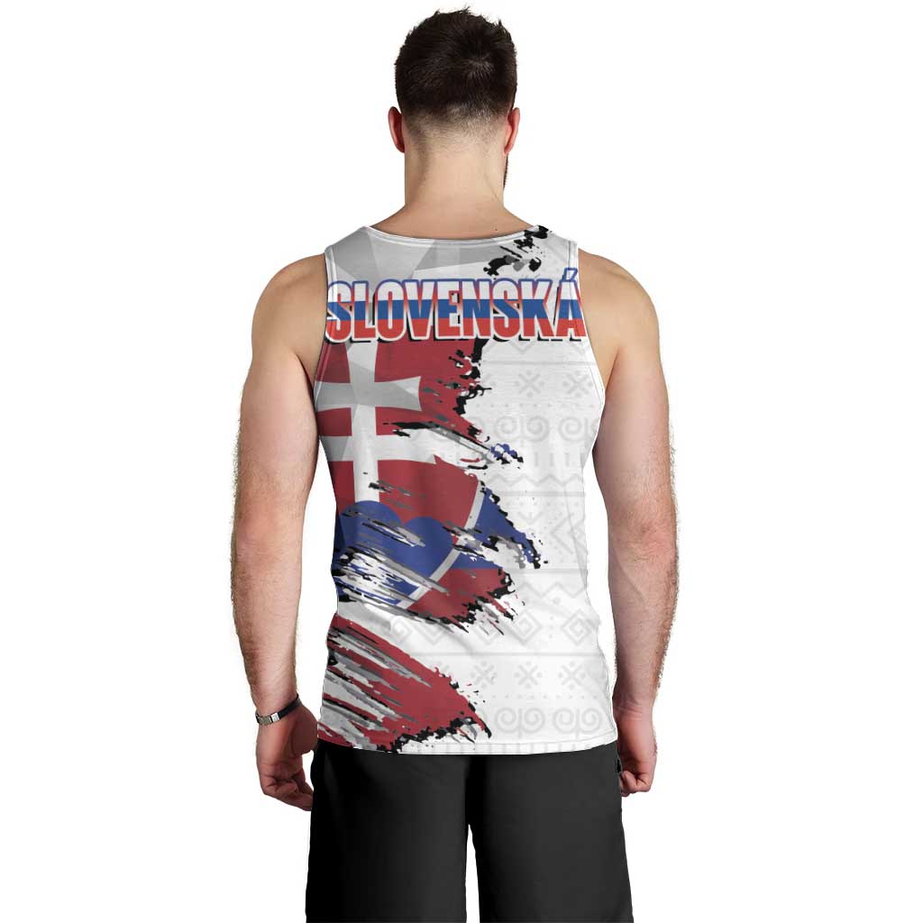 Slovakia Men Tank Top Flag Grunge Half Style with Slovak Pattern
