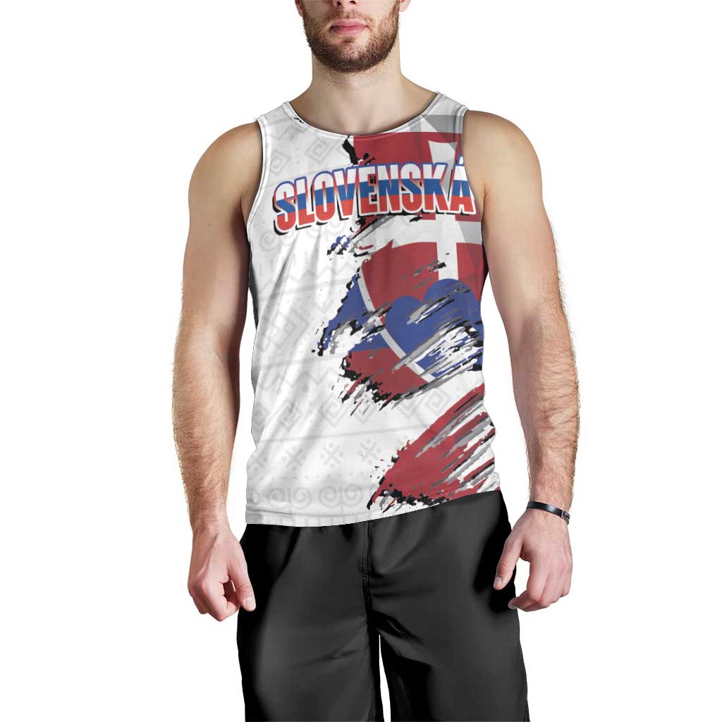 Slovakia Men Tank Top Flag Grunge Half Style with Slovak Pattern