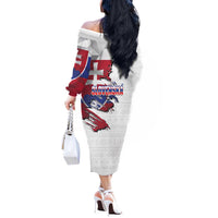 Slovakia Off The Shoulder Long Sleeve Dress Flag Grunge Half Style with Slovak Pattern