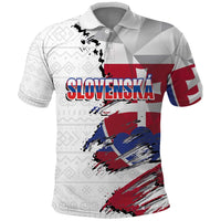 Slovakia Polo Shirt Flag Grunge Half Style with Slovak Pattern