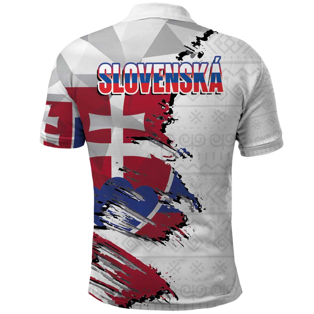 Slovakia Polo Shirt Flag Grunge Half Style with Slovak Pattern