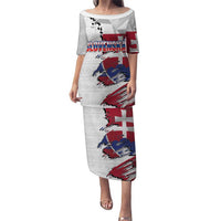 Slovakia Puletasi Flag Grunge Half Style with Slovak Pattern