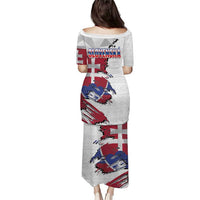 Slovakia Puletasi Flag Grunge Half Style with Slovak Pattern