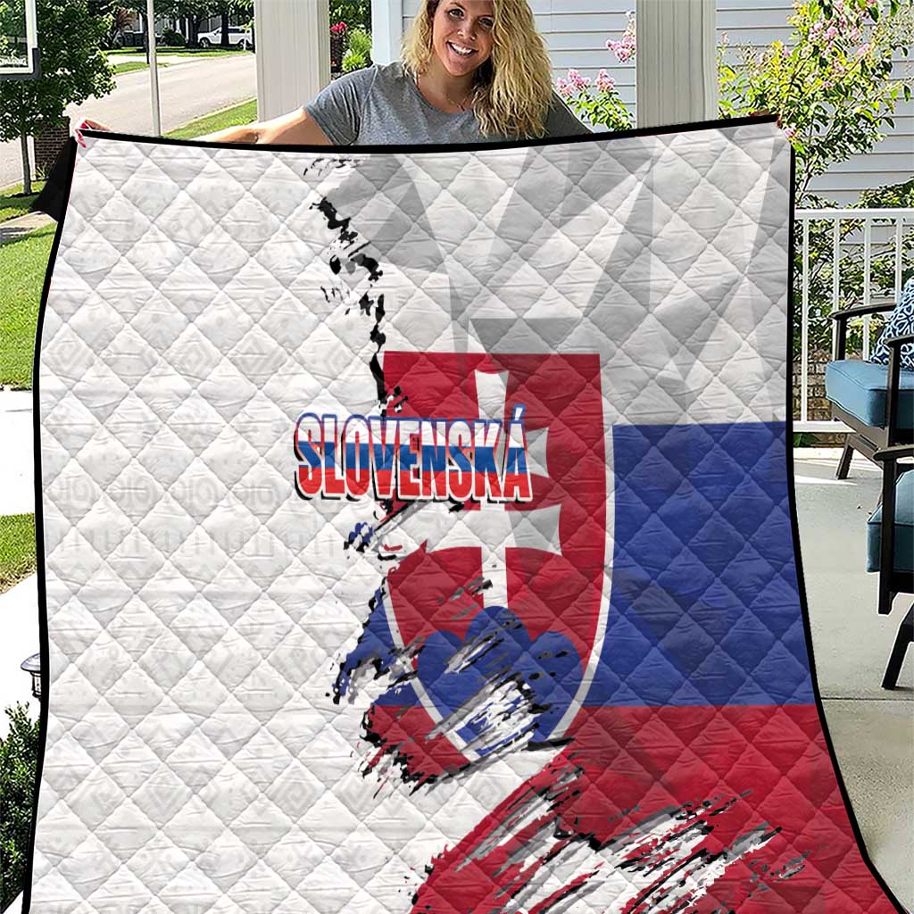 Slovakia Quilt Flag Grunge Half Style with Slovak Pattern