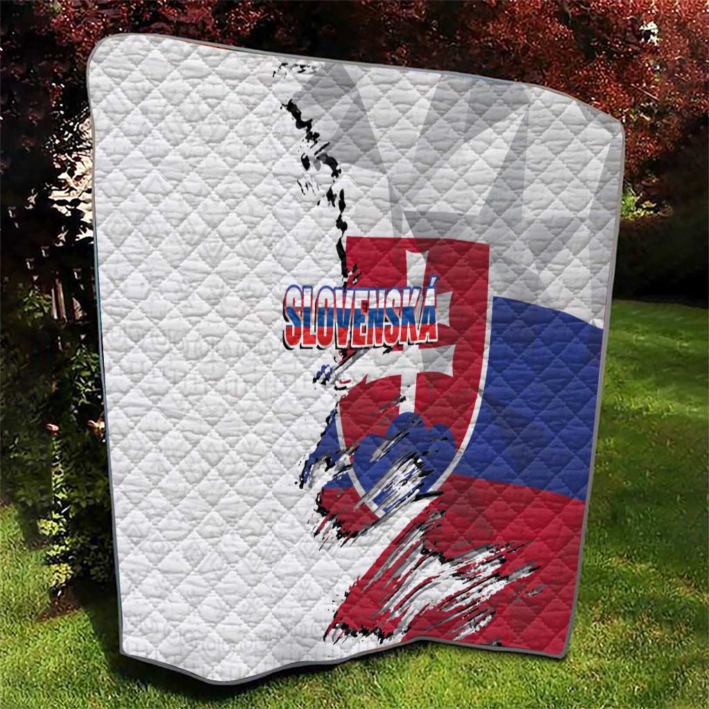 Slovakia Quilt Flag Grunge Half Style with Slovak Pattern