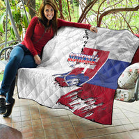 Slovakia Quilt Flag Grunge Half Style with Slovak Pattern