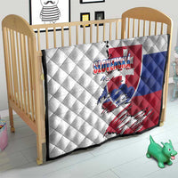 Slovakia Quilt Flag Grunge Half Style with Slovak Pattern