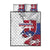 Slovakia Quilt Bed Set Flag Grunge Half Style with Slovak Pattern