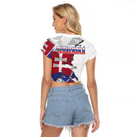 Slovakia Raglan Cropped T Shirt Flag Grunge Half Style with Slovak Pattern