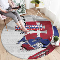 Slovakia Round Carpet Flag Grunge Half Style with Slovak Pattern