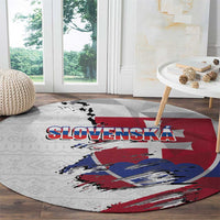 Slovakia Round Carpet Flag Grunge Half Style with Slovak Pattern