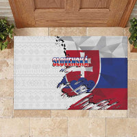 Slovakia Rubber Doormat Flag Grunge Half Style with Slovak Pattern