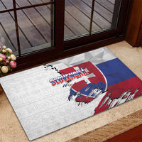 Slovakia Rubber Doormat Flag Grunge Half Style with Slovak Pattern