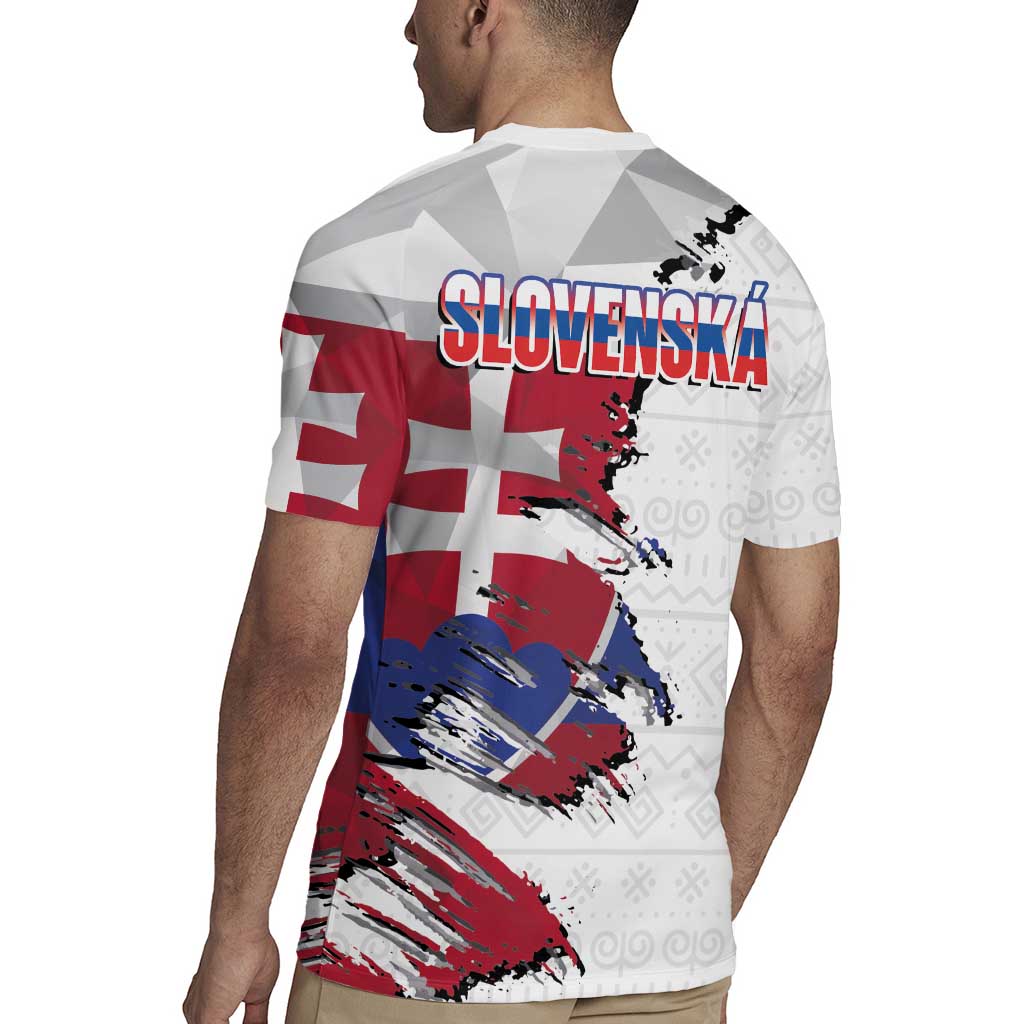 Slovakia Rugby Jersey Flag Grunge Half Style with Slovak Pattern