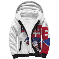 Slovakia Sherpa Hoodie Flag Grunge Half Style with Slovak Pattern
