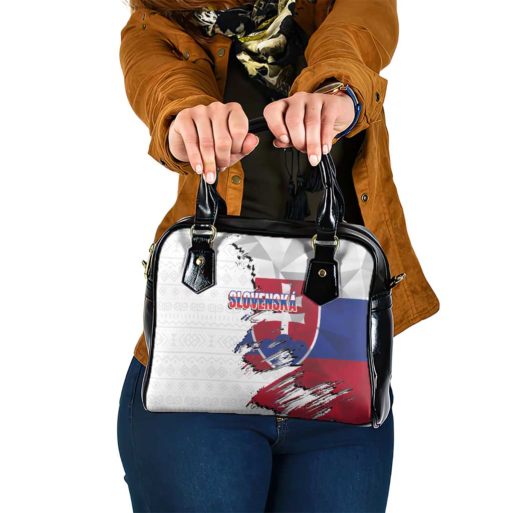 Slovakia Shoulder Handbag Flag Grunge Half Style with Slovak Pattern