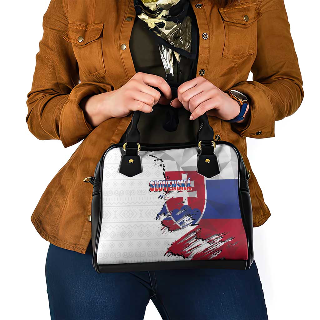 Slovakia Shoulder Handbag Flag Grunge Half Style with Slovak Pattern