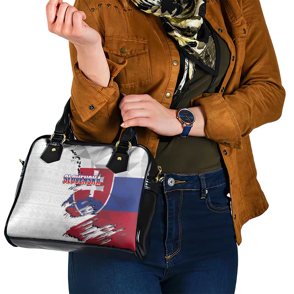 Slovakia Shoulder Handbag Flag Grunge Half Style with Slovak Pattern