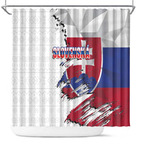 Slovakia Shower Curtain Flag Grunge Half Style with Slovak Pattern